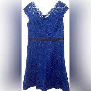 Ralph Lauren Dress Midi Length. Color: Navy Blue, Size: 12. Lace material.